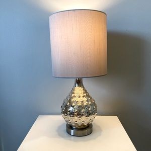 Small Chrome and Taupe Glass Nightstand Lamp